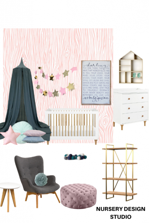 teal and pink nursery