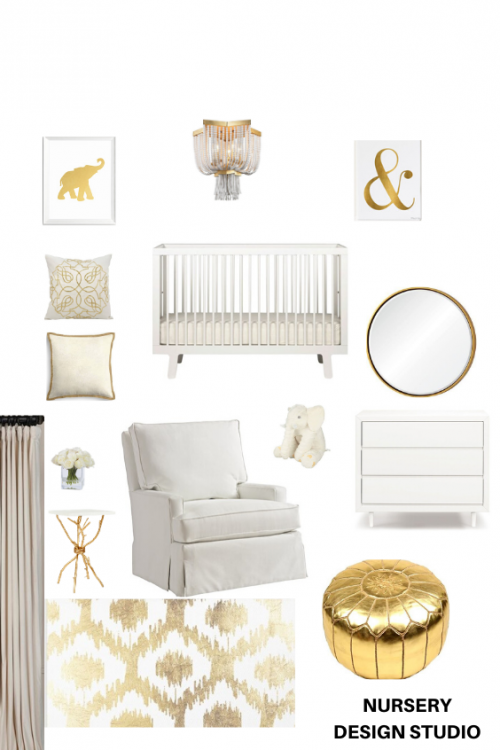 gold and white nursery