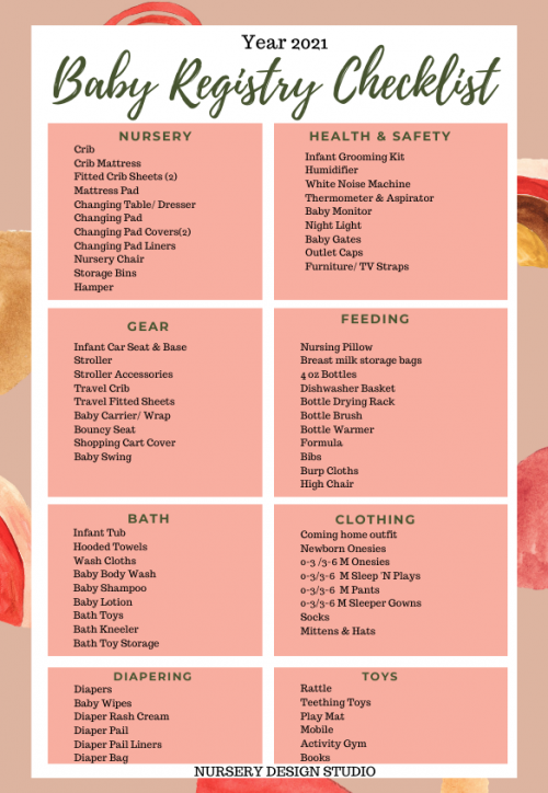BABY REGISTRY CHECKLIST 2021