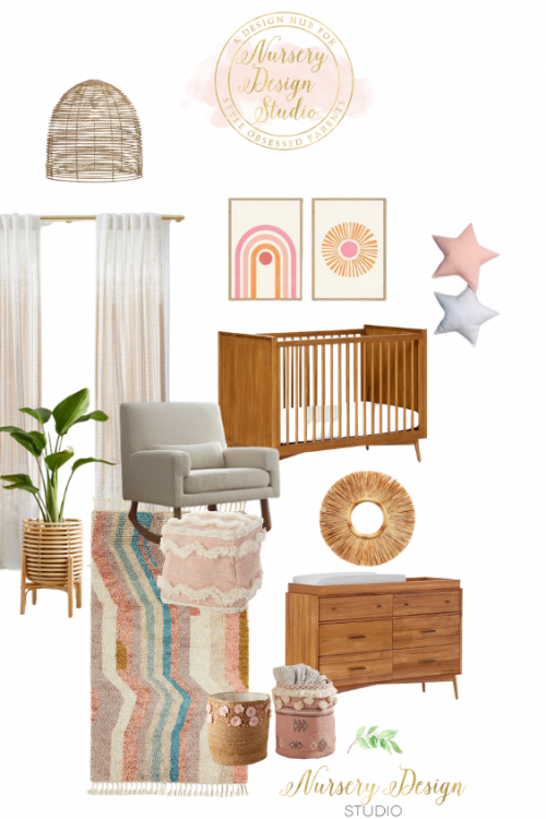 boho girls nursery design board