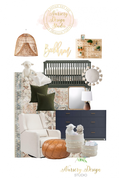 olive and navy nursery